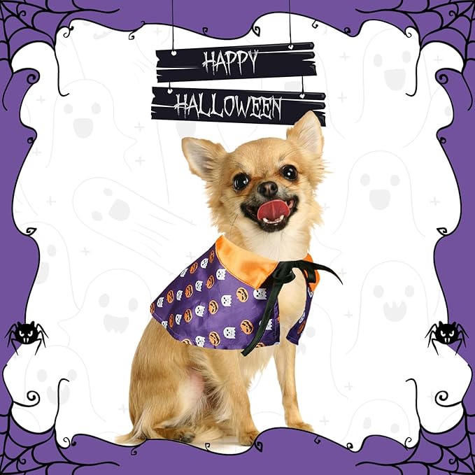 NAMSAN Cat Halloween Costumes Wizard Cloak Vampire Cat Costume Small Dog Witch Clothes Cosplay Outfit for Halloween, Themed Parties, Purple