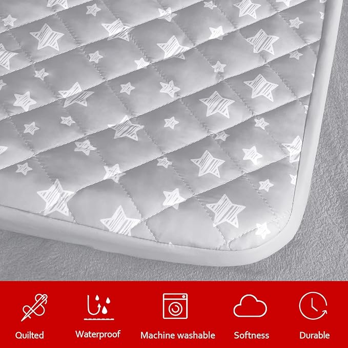 Dog Bed Covers Replacement Washable Pet Hair Easy to Remove, Waterproof Dog Bed Covers Noiseless Quilted, Pet Bed Cover Lovely Grey Star Print, Puppy Bed Cover 32x44 Inches, for Dog/ Cat, Cover Only