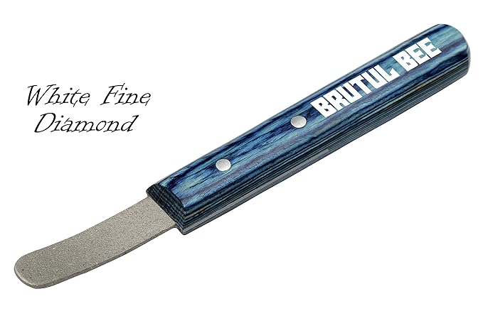 Bee Stripping Metal Stone Diamond Edged for Dogs, Cats & Pets with Wooden Handle (BLUE)