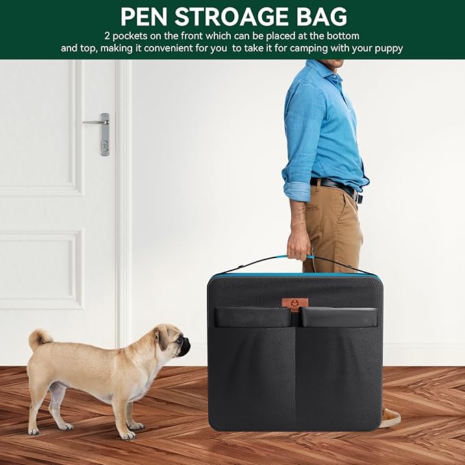 PJYuCien Dog Playpen Plus Storage Bag for Camping, 24" H Portable Dog Pen with Extra Hard Bottom, Heavy Duty Puppy Playpen for Puppies/Small Dogs, 8 Panels