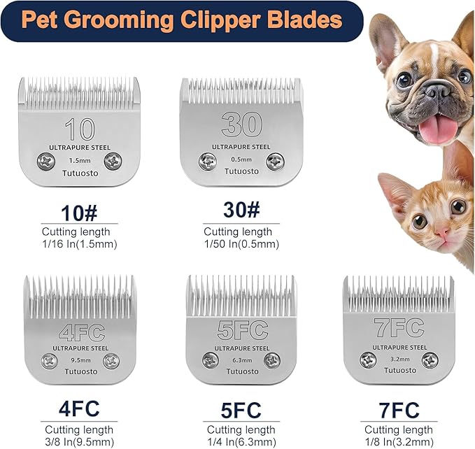 Clipper Blades Pet Grooming Clipper Replacement Blades Detachable Blade Compatible with andis/wahl/Oster Dog Clippers (10#&5FC)