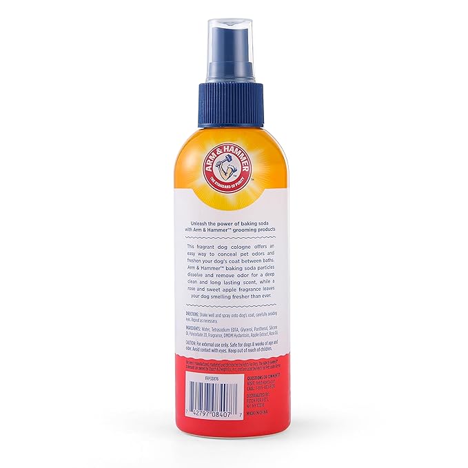 Arm & Hammer for Pets Cologne Pet Fragrance Spray for Dogs with Deodorizing Baking Soda, Rose and Sweet Apple Scented Dog Spray, 6 Ounces