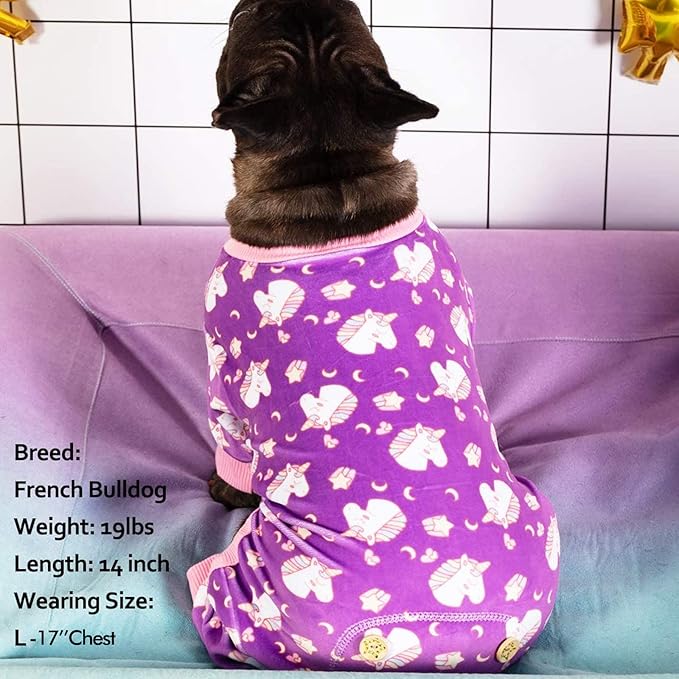 KYEESE Dog Pajamas Velvet Dog Pajamas Small Sized Dogs Dogs Pjs with Unicorn Pattern Soft Doggie Jammies Stretchy Doggie Clothes Puppy Onesie Comfy Pet Coat Pet Costume, X-Small