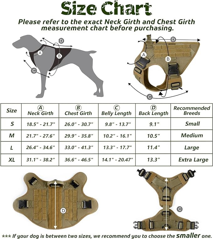 rabbitgoo Tactical Dog Harness for Large Dogs, Heavy Duty Dog Harness with Handle, No-Pull Service Dog Vest Large Breed, Adjustable Military Dog Vest Harness for Training Hunting Walking, Brown, XL