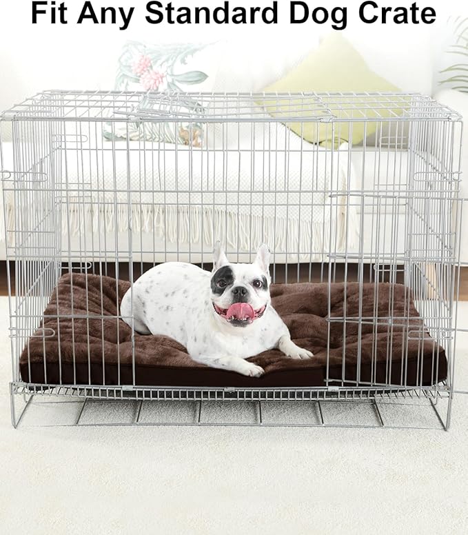 Dog Crate Bed for Medium Size Dogs,Washable Dog Kennel Pad Ultra Soft Pet Sleeping Mat for Cages,Anti-Slip Bottom,29x18 inch,Brown
