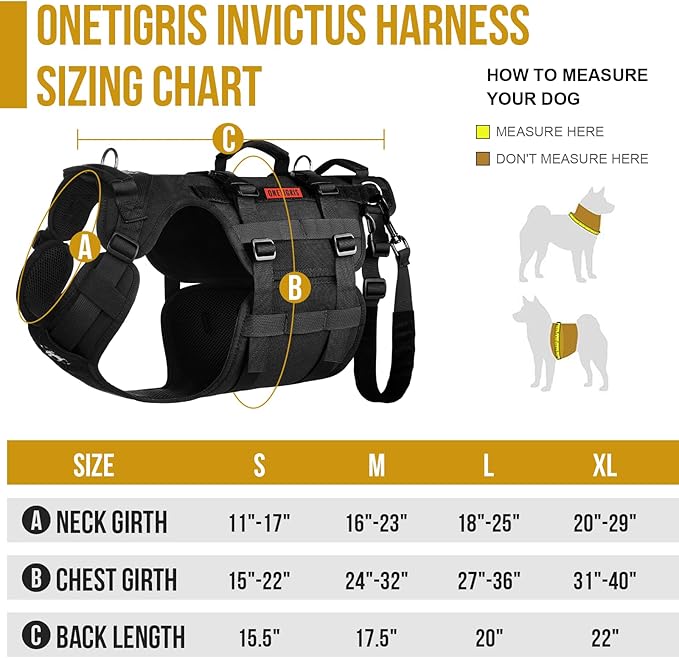 OneTigris Dog Lift Harness for Large Dogs, Dog Hip Support Brace, Full Body Dog Lifter with Handles Invictus Multifunctional Mobility Assistance Vest for Back Legs (Black, X-Large)
