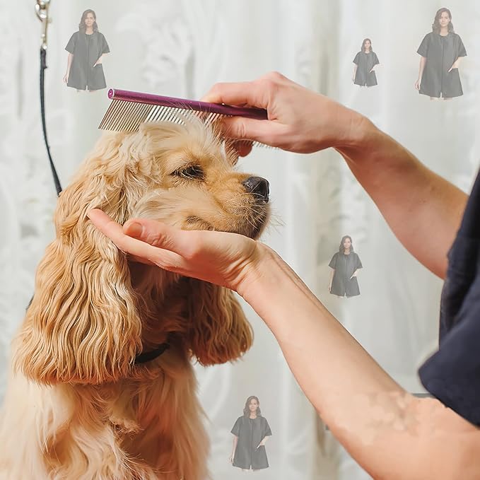 Gliitatu Dog Grooming Smock Barber Jackets for Women Men Professional Pet Groomer Smock Cosmetologist Barber Smock (M)