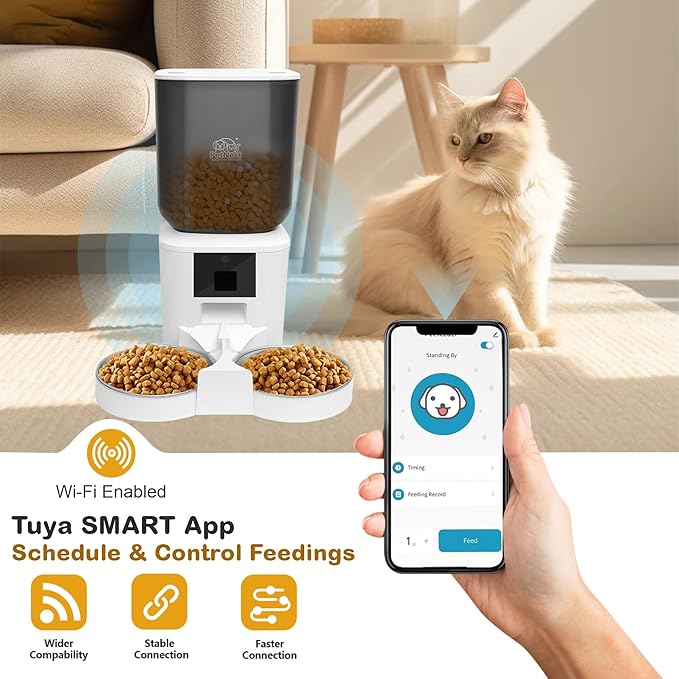 8L Automatic Dog and Cat Feeder with WiFi | Smart Pet Food Dispenser with Tuya App Control, Voice Recorder, Timed Feeding | Pet Smart Feeder for Dogs and Cats