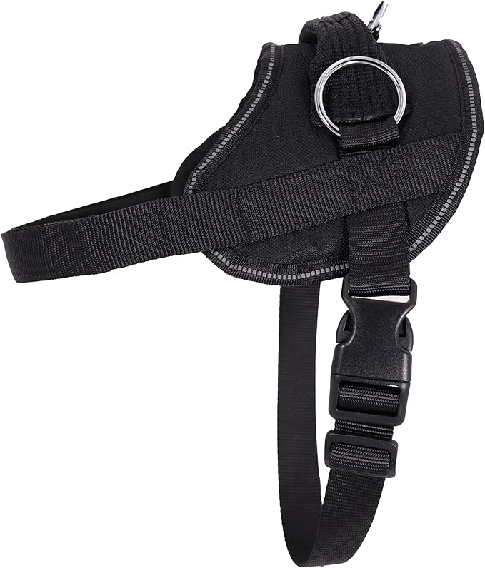 Bark Appeal Black No-Pull Dog Harness for Medium to Large Sized Pets – Adjustable, Reflective Vest with 3 Leash Clips for Added Control, Easy Walks & Training – Large
