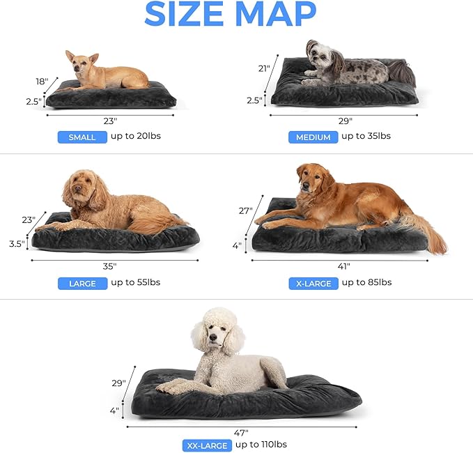 OhGeni Comfort Fluffy Dog Bed with Removable Washable Cover & Waterproof Lining, Light Chew & Scratch Resistant, Non-Slip Soft Crate Bed for Large,Medium,Small Size Dogs,35in(Gray)
