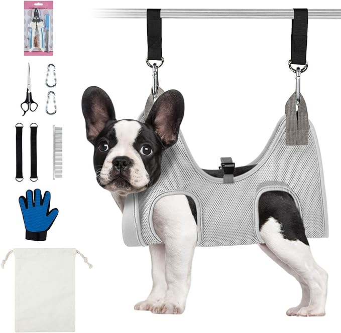 Dog Grooming Hammock, Dog Grooming Harness, Dog Nail Trimming Restraint, Dog Nail Clippers for Small Dogs,Grooming Hammock for Small Dogs, Pet Grooming Hammock (Extra Small)