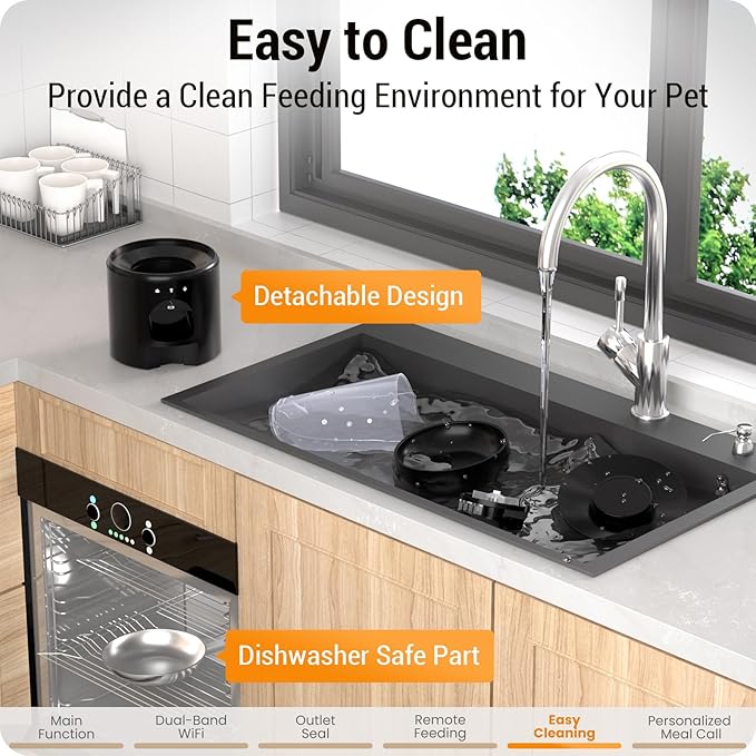 5L Automatic Cat Feeder with Sealed Outlet: 5G WiFi Automatic Dog Feeder with Large Pet Food Storage Container, Auto Cat Food Dispenser for Multiple Pets, Detachable for Easy Clean - 21 Cup