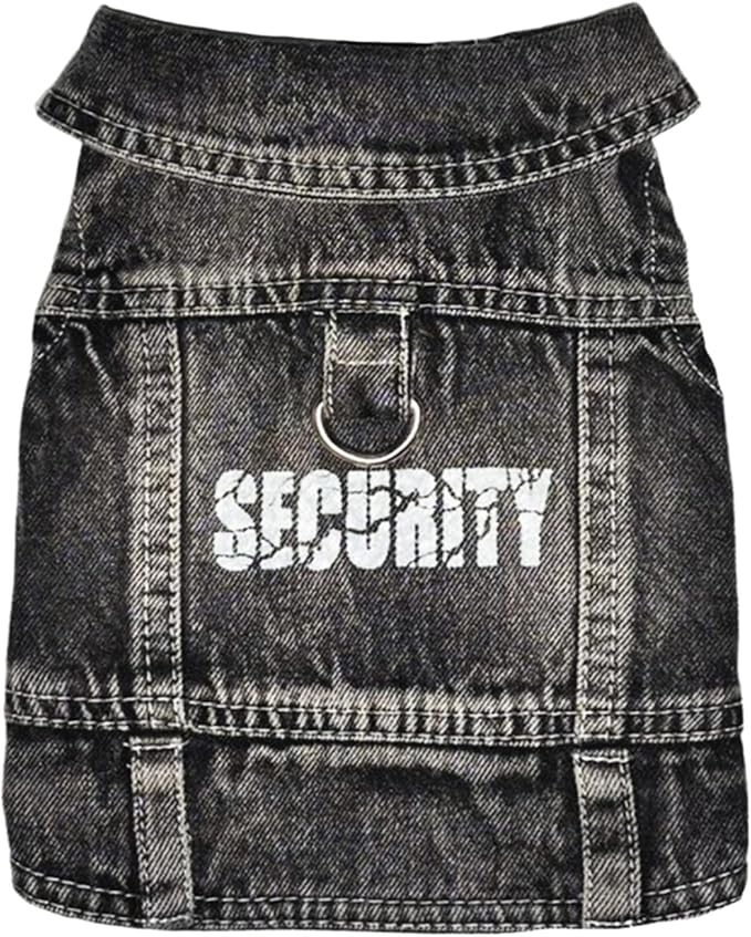 Dog Jeans Black Security Jacket Denim Pet Coat for Puppy Small Dogs Cotton Classic Overalls Male Cat Costumes Sleeveless Washed Vest Clothes Outfit T-Shirts(XX-Large)