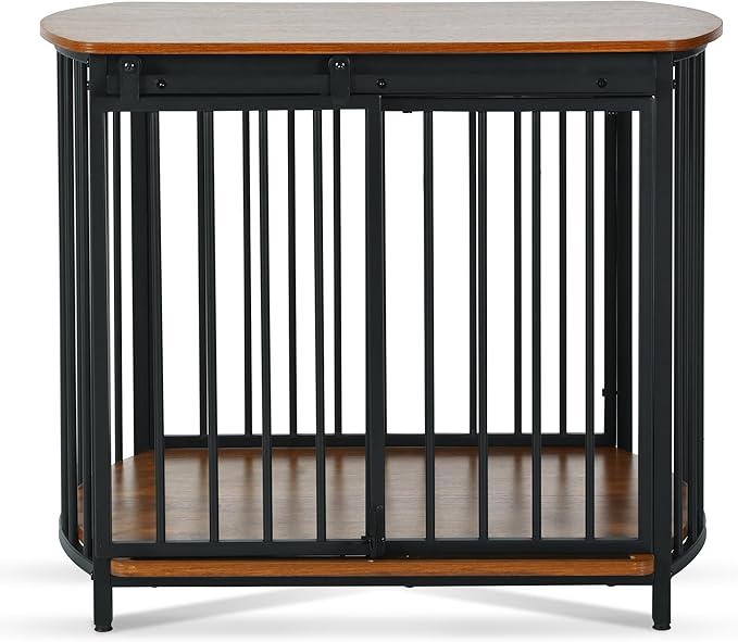 Merax 31.5" Furniture Style Dog Crate for Small and Medium Dogs, Wooden Cage Indoor Kennel Furniture, Modern Dog Crate End Table with Double-Doors, Brown