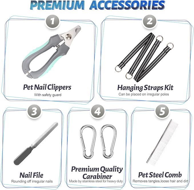 Pet Dog Grooming Hammock Harness for Nail Trimming (XXL 120lb), Dog Sling for Cutting Nail, Dog Hanging Holder Hanger for Clipping Nail with Nail Clippers, Nail File, Pet Comb