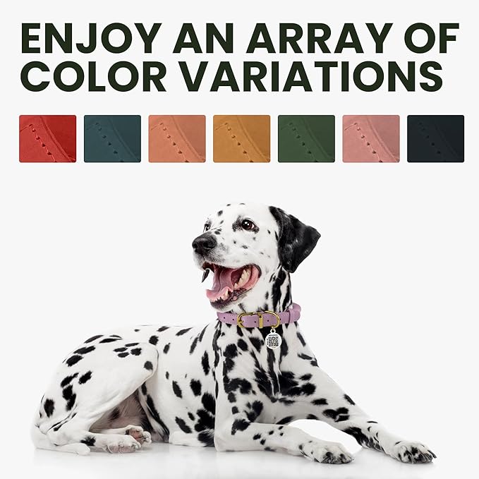 BRONZEDOG Rolled Leather Dog Collar with QR ID Tag Adjustable Soft Round Collars for Small Medium Large Dogs Puppy Cat (7" - 10" Neck Size, Burgundy)