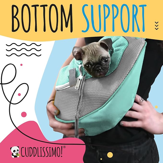 Pet Sling Carrier - Small Dog Puppy Cat Carrying Bag Purse Pouch -For Pooch Doggy Doggie Yorkie Chihuahua Baby Papoose Bjorn -Travel Front Backpack Chest Body Holder Pack To Wear (Teal-L)