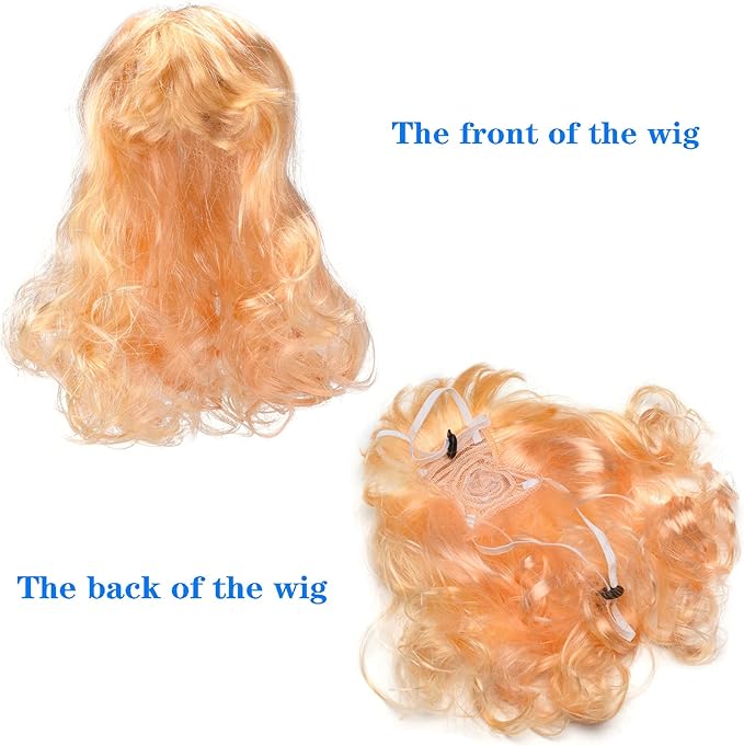 Funny Dog Cat Cosplay Wig for Halloween, Christmas, Parties, Festivals - Pet Wigs for Small, Medium and Large Dogs (Long Blonde Curly Hair)