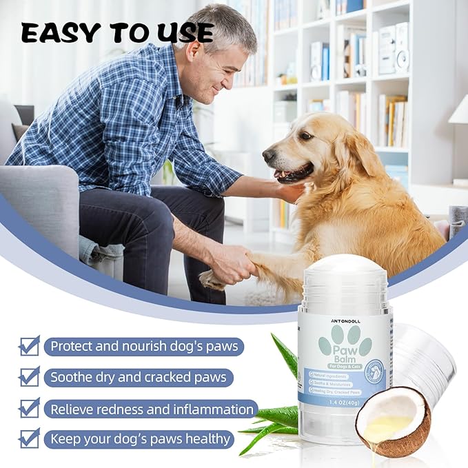 Dog Paw Pad Balm - Natural Lick Safe Cat Dog Paw Balm Soother & Moisturizer for Cracked Dry & Damaged Paws, Nose & Elbows,Dog Nose Balm, Snout Soother for Dogs