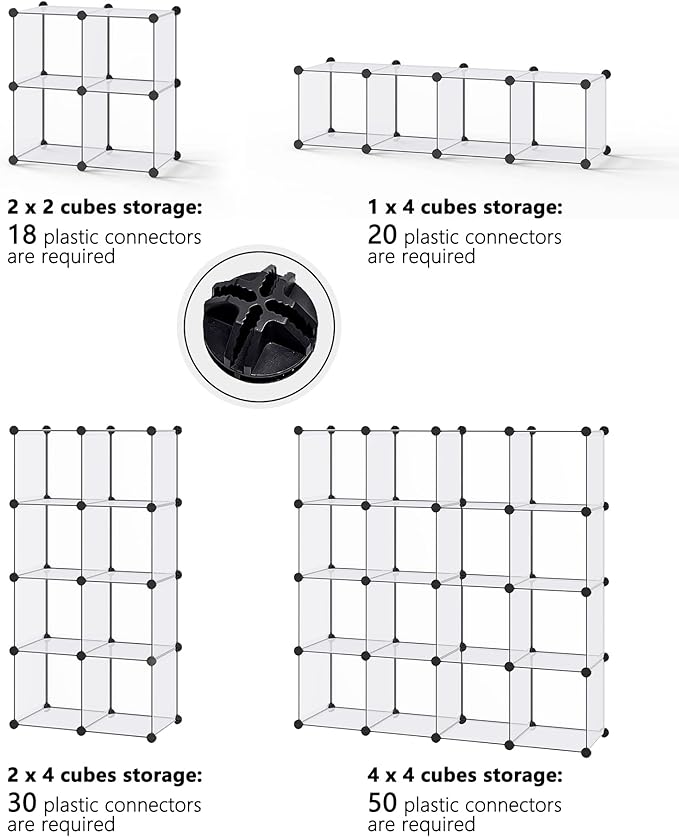 Plastic Connectors for DIY Small Animal Playpen and Cube Storage Unit, Cube Portable Wardrobe, Cube Shoe Rack, 20 Pieces, ABS Connector with 8 Slots,