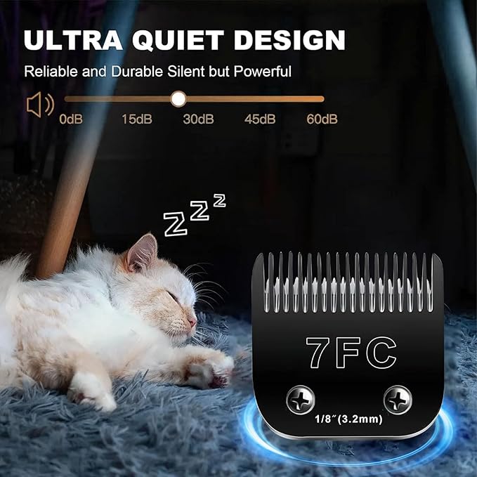 2PCS 7FC Blades Dog Grooming Blades Compatible with Andis Dog Clippers Blades,Dog Clipper Blades Compatible with Oster A5,Wahl km10 Dog Clippers for Animal Dog Cat Horse