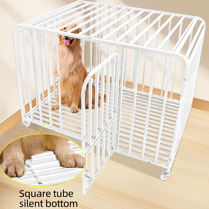 Dog Crate Cage XL Kennel Indoor Heavy Duty Pet Escape Proof Crate for Medium and Large Dogs Removable Crate (White)