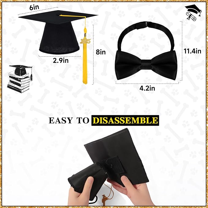 2025 Dog Graduation Cap and Gown with 2025 Gold Tassel for Graduation Outfits Gifts Dog Graduation Bandana for Small Medium Large Dogs