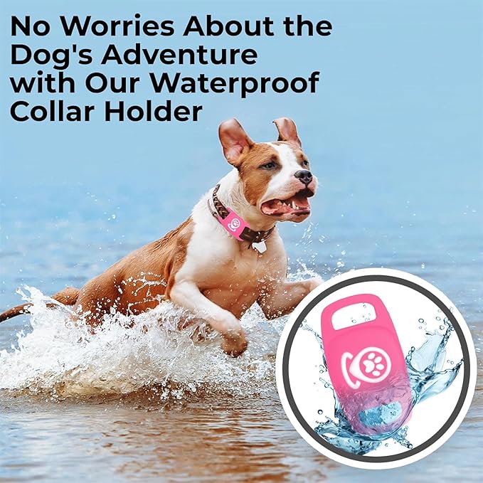 Pet Tracker for Dog, Dog Tracker Smart Pet Location Tracker with Holder, Personalized Smart Item Finder, MFi Certificated Dog Tracking Device, No Monthly Fee, Works with Find My(iOS Only) (Pink)