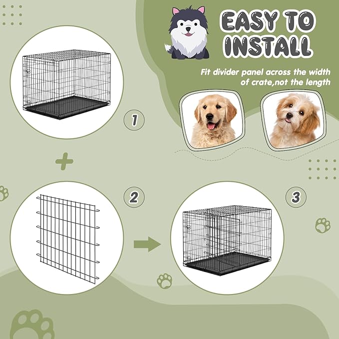 Tandefio 2 Pcs Dog Crate Divider Panel Metal Pets Divider Panel Dog Crate for Pets(36 Inches)