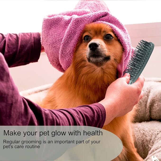 Dog Grooming Bath Brush, Pet Instant Detangler Pin Brushes, Soft Silicone Shampoo Soothing Comb for Wet Dry Long Short Haired Small Dogs & Cats Massaging, Deshedding Shower Scrubbing, Grey