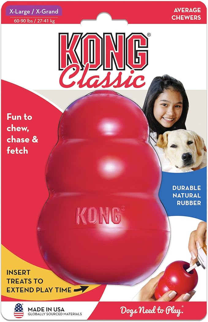 KONG Classic Stuffable Dog Toy - Fetch & Chew Toy for Dogs - Treat-Filling Capabilities & Erratic Bounce for Extended Play Time - Durable Natural Rubber Material - for Extra Large Dogs