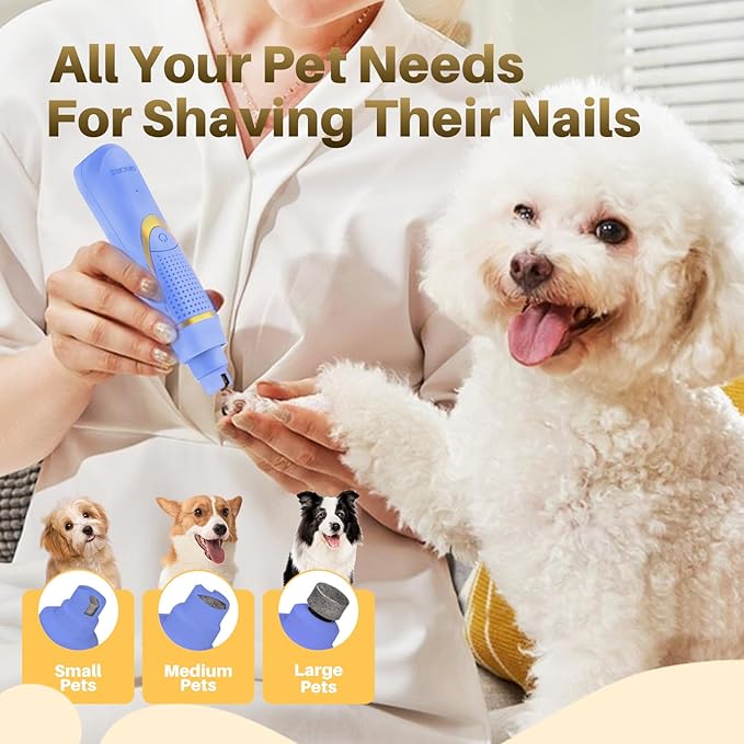 Small Dog Grooming Kit, 4 in 1 Electric Cordless Dog Paw Trimmer with Nail Grinder, Low Noise Dogs Nail Trimmers, IPX7 Waterproof Small Dogs Grooming Clippers for Paws, Ears, Face, Hip Hairl