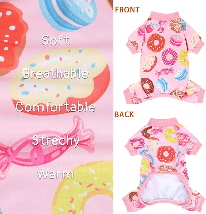 XPUDAC 4 Pieces Dog Pajamas for Small Dogs Pjs Clothes Puppy Onesies Outfits for Doggie Christmas Shirts Sleeper for Pet