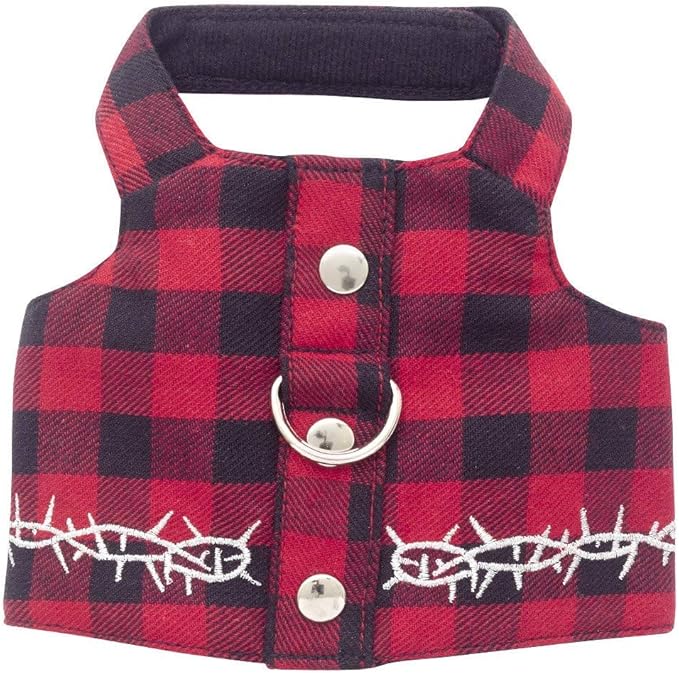 Doggles Buffalo Plaid Biker Dog Harness Small