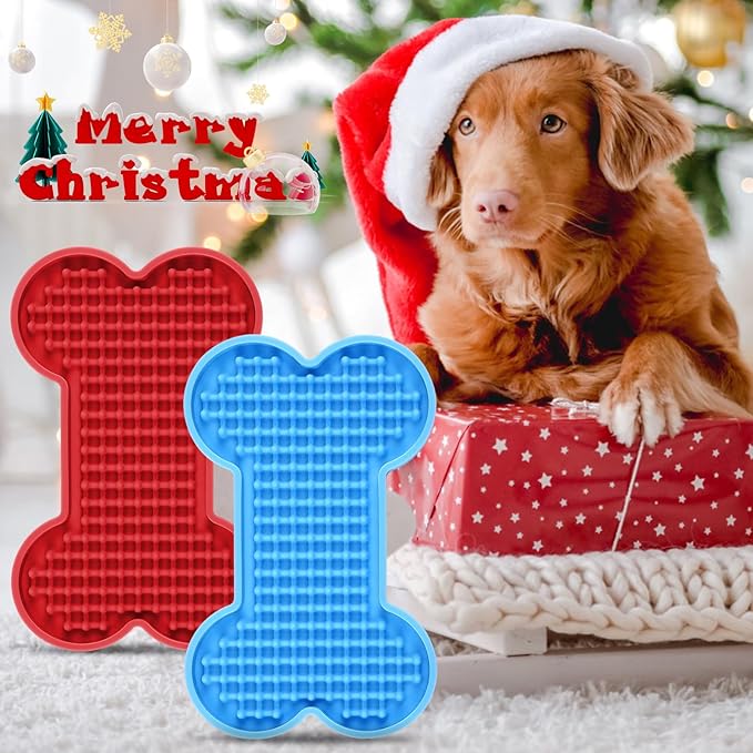 Lick Mat for Dogs - 2 Pack Peanut Butter Licking Mats, Slow Feeding Bowl, Tattoo and Anxiety Reducer for Pet Food, Yogurt, Bath, Grooming and Training