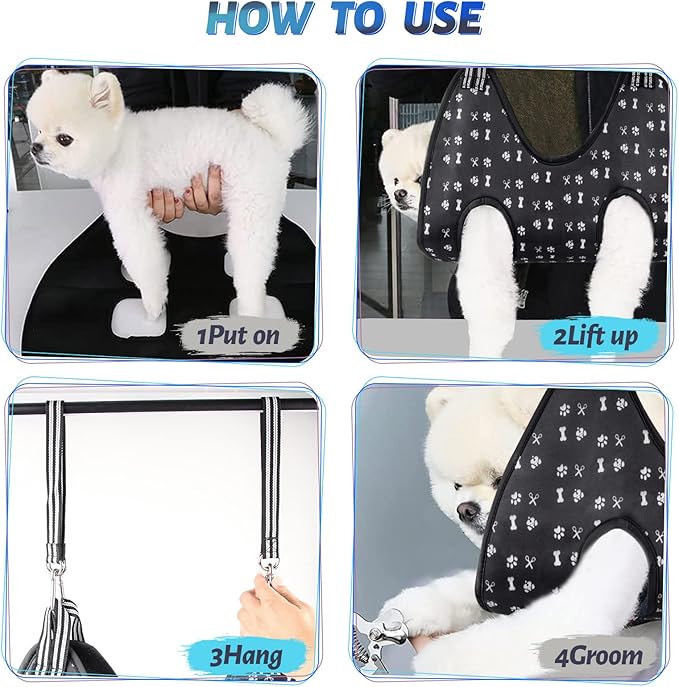 Pet Dog Grooming Hammock Harness for Nail Trimming (M 40lb), Dog Sling for Cutting Nail, Dog Hanging Holder Hanger for Clipping Nail with Nail Clippers, Nail File, Pet Comb