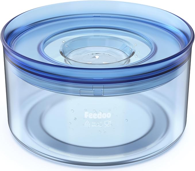 1Gallon/128oz Dog Water Bowl No Spill, Tritan BPA Free Spill Proof & No Splash Dog Water Bowl for Messy Drinkers, Slow Drinking Water Bowl for Large Dogs, Anti-Digging Paws【Serenity Blue】