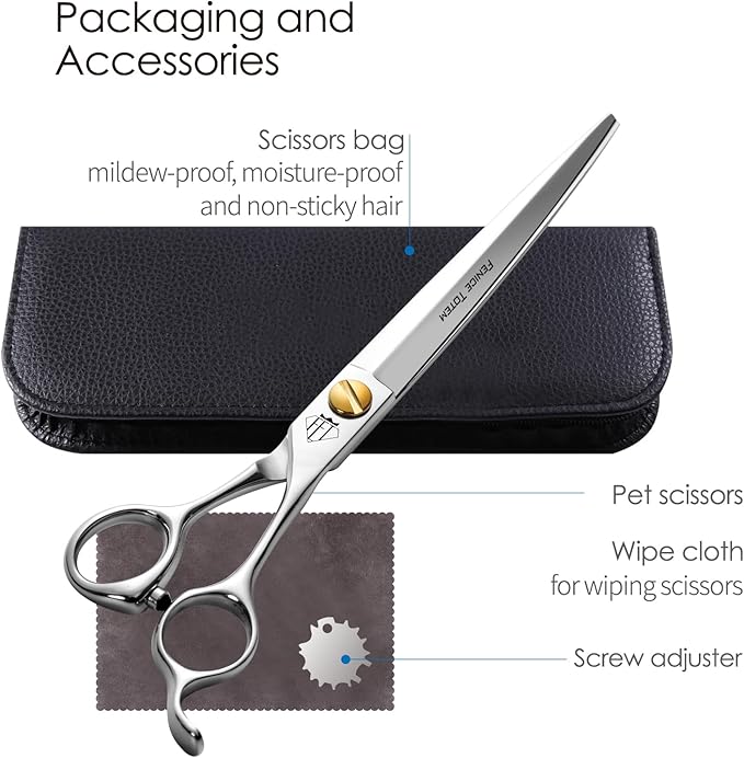 Dog Grooming Scissors: 7.5" Pet Shears Made Of Japanese VG10 Advanced Stainless Steel Professional Grooming Scissors for Dogs Cats and Other Pets