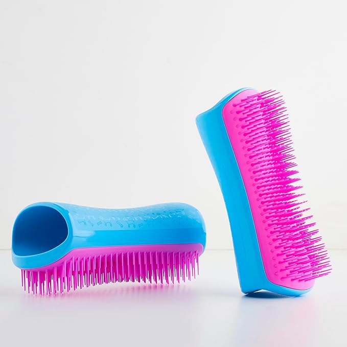 Pet Teezer by Tangle Teezer De-Shedding Dog Grooming Brush, Dry Brush or Dog Bath Brush for Wet or Dry Fur, Large, Blue & Pink
