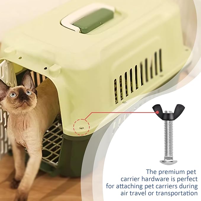 Pet Carrier Fasteners Kennel Replacement M6 Bolts and Butterfly Nuts for Plastic Cat Crate and Dog Crate Dog Kennel Accessories Cat Cage Carrier Parts (24 Set)