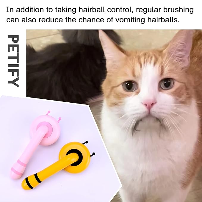 Cat Self Cleaning Slicker Brush, Grooming Brush, Short and Long Haired remover for Dogs and Cats, Slicker Removes Loose Undercoat & Tangled Hair (Bee-pink)
