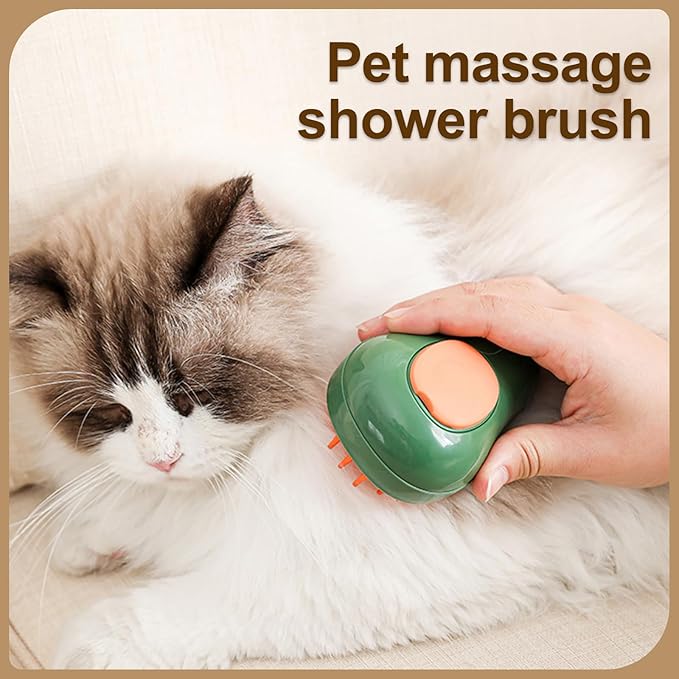 Cat Steam Brush, 3 in 1 Cat Steamy Brush, Silicone Massage Grooming Brush, Pet Hair Cleaning Brush Comb for Cats Dogs(Avocado Green)