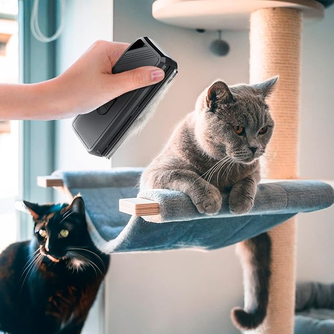 Black Self Cleaning Slicker Brush. Cat Brush with Release Button. Self Cleaning Dog Brush for Long Haired Dogs and Short Haired with Sturdy Case, Blades. Pet Grooming Brush for Dogs Shedding