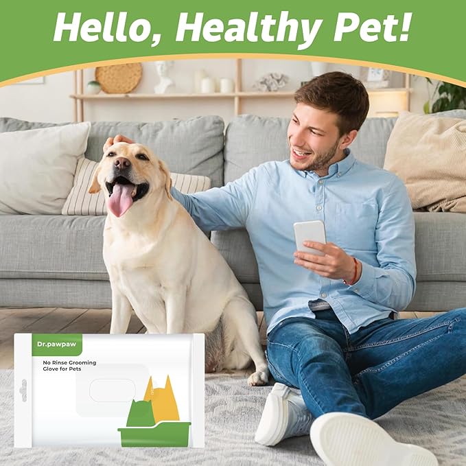 Cleaning Deodorizing Wipes for Dogs and Cats - Pet Grooming Gloves for Nourishing Fur - No Rinse Bathing Wipes for Daily Care and Traveling - Dog Washing Gloves for Paws, Fur and Butt - 10 PCS