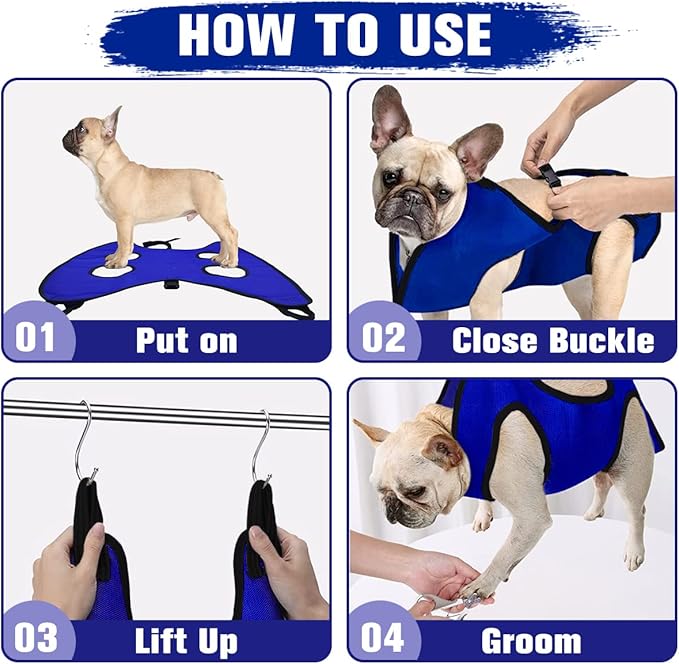 Pet Dog Grooming Hammock for Nail Trimming,Dog Restraint Hanging Harness for Nail Clipping,Dog Grooming Sling for Large Dogs with Nail Clippers/Nail File/Pet Comb,Claw Care(XL for 60lb)