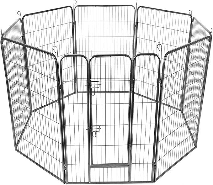 Giantex 16/8 Panel Pet Playpen with Door, Foldable Dog Exercise Pen, Portable Configurable Cat Chicken Rabbit Fence Outdoor Outdoor, Metal Pet Exercise Fence Barrier Kennel (8 Panels, 48'')