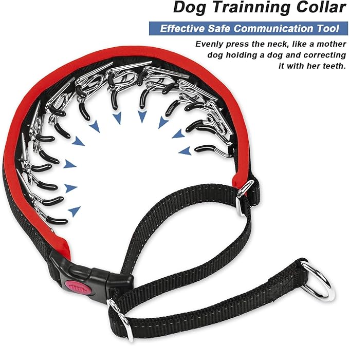 Martingale Collar for Dogs, Heavy Duty Nylon No Pull Dog Collar with Buckle, Adjustable Anti Pull Collar Reflective Slip Collar for Large Medium Small Dog Training Walking M Red