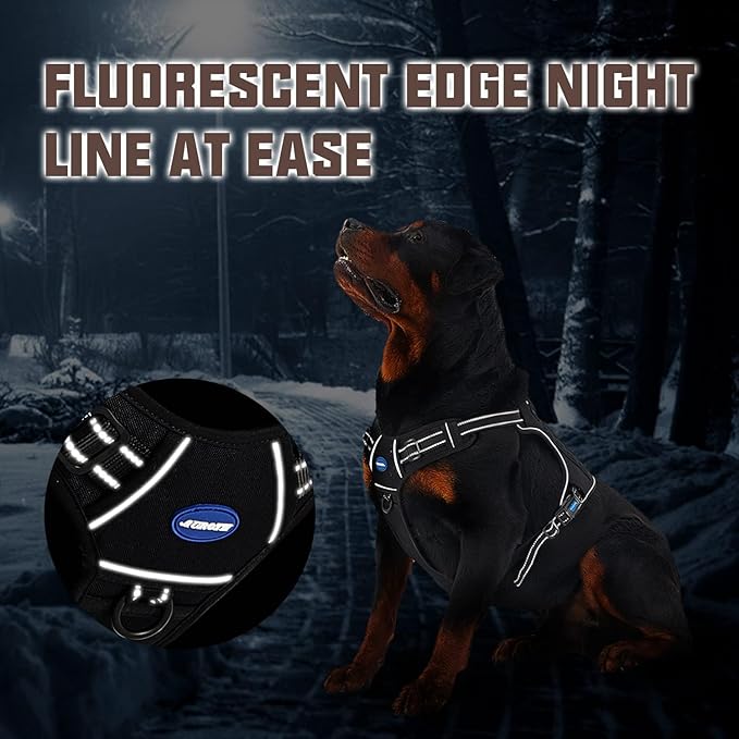 AUROTH Tactical Dog Harness for Large Dogs No Pull Adjustable Pet Harness Reflective K9 Working Training Easy Control Pet Vest Military Service Dog Harnesses Purple S