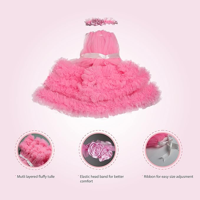 Dog Dress with Lovely Dog Bandana - Medium & Large Sizes, Pink