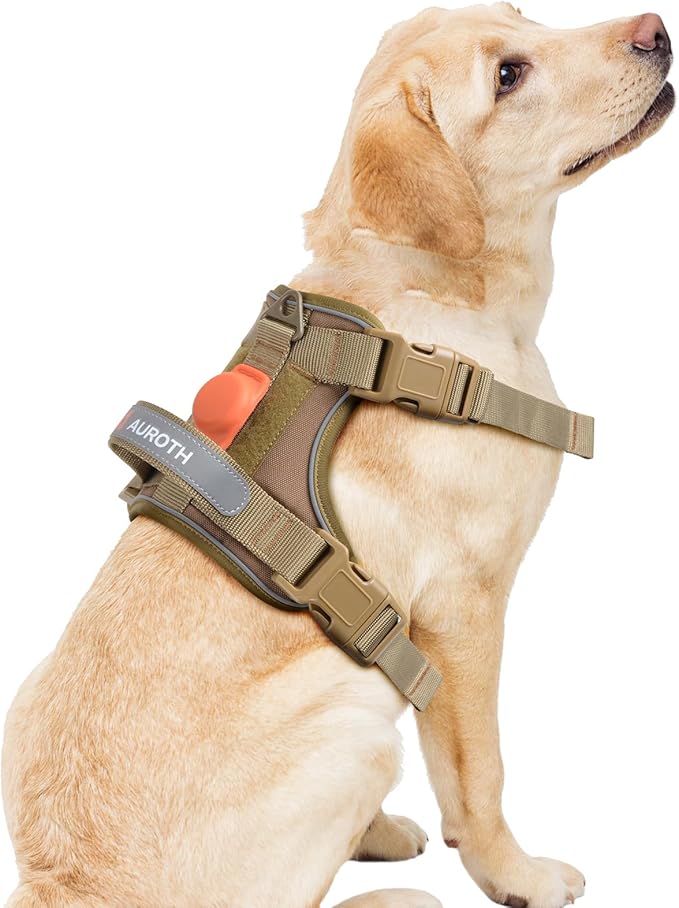AUROTH Dog Harness for Large Dogs, Dog Vest Harness Large Size Dog, Large Dog Harness, No Pull Dog Harness for Large Dogs with Handle, Army Yellow L